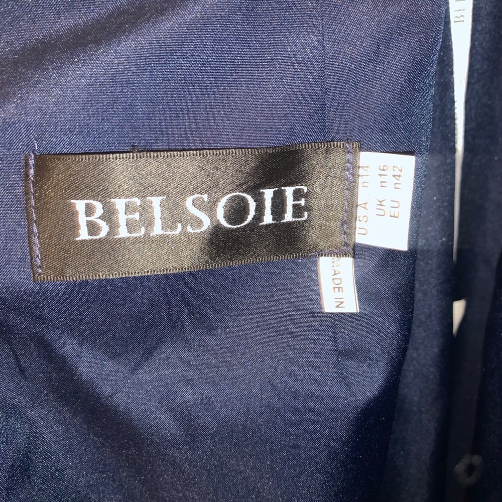 Jasmine Blue Sleeveless Illusion Neckline Gown - Picture 9 of 9